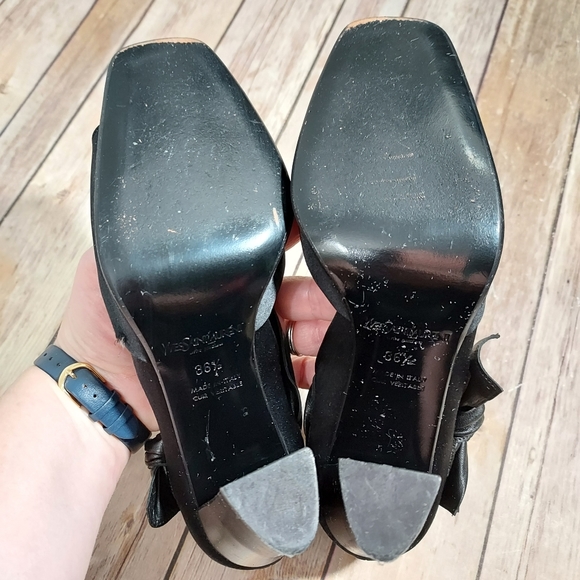 Yves Saint Laurent Rive Gauche black peep toe heels 36.5 - Picture 13 of 16
